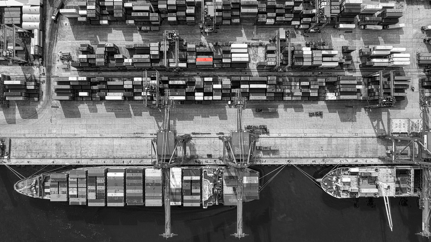 supply chains aerial view of shipping containers