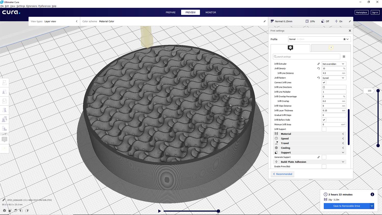 Ultimaker S5 infill