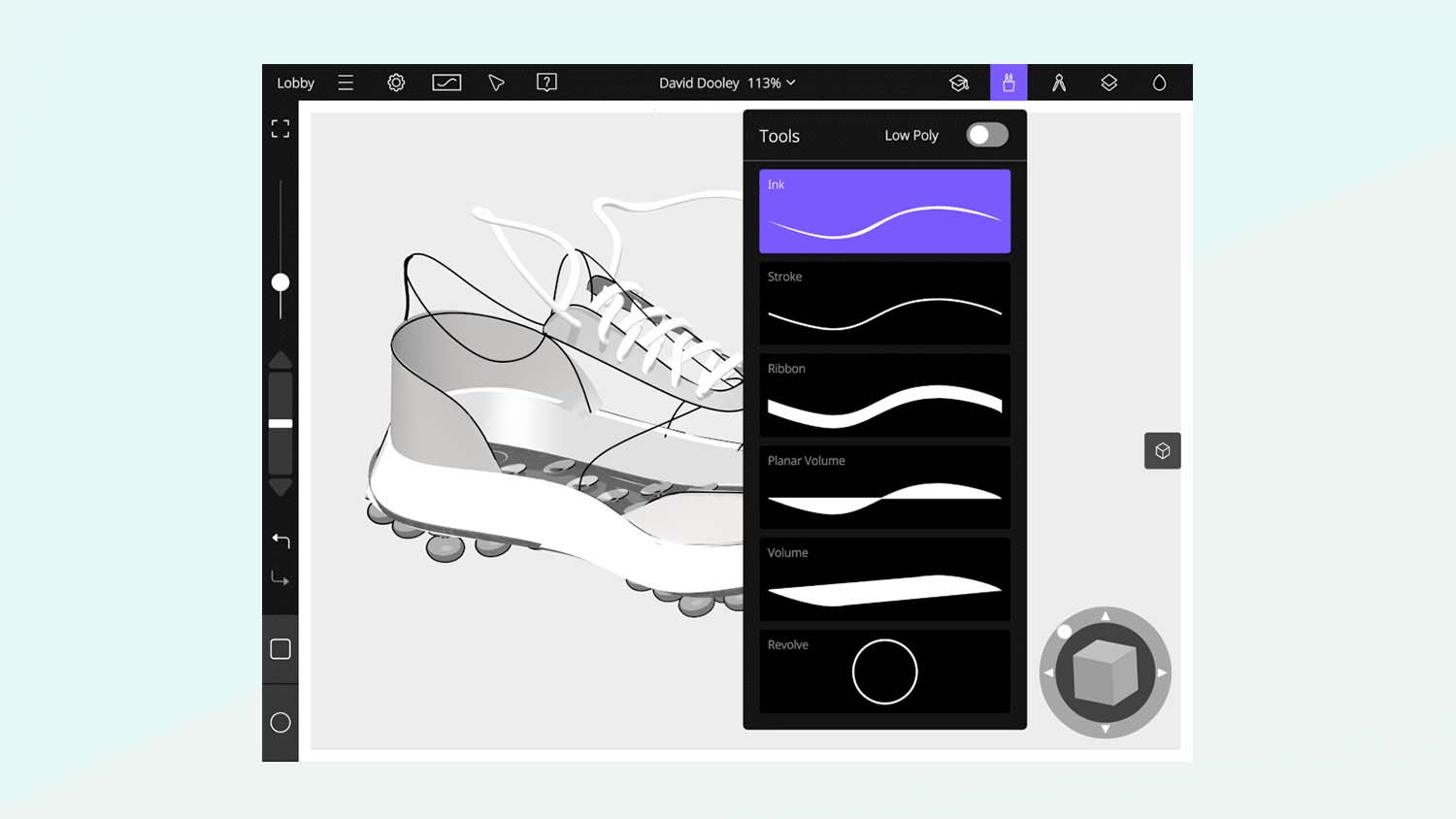 Gravity Sketch iPad app tools