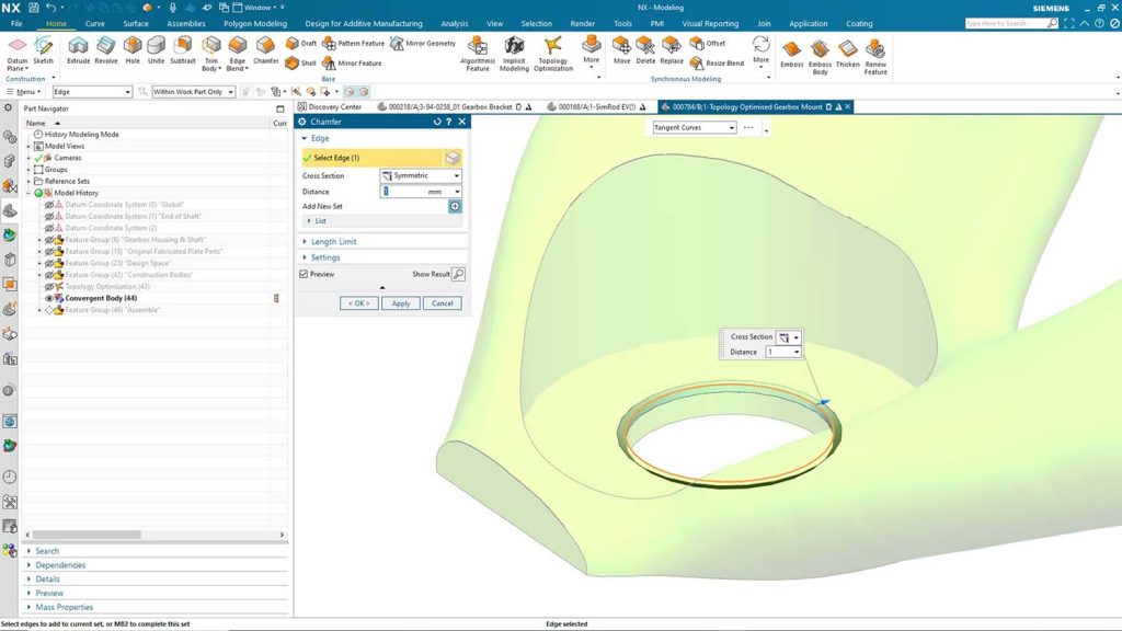 Siemens NX 2022 Convergent Modeling allowing feature based solid and facet models