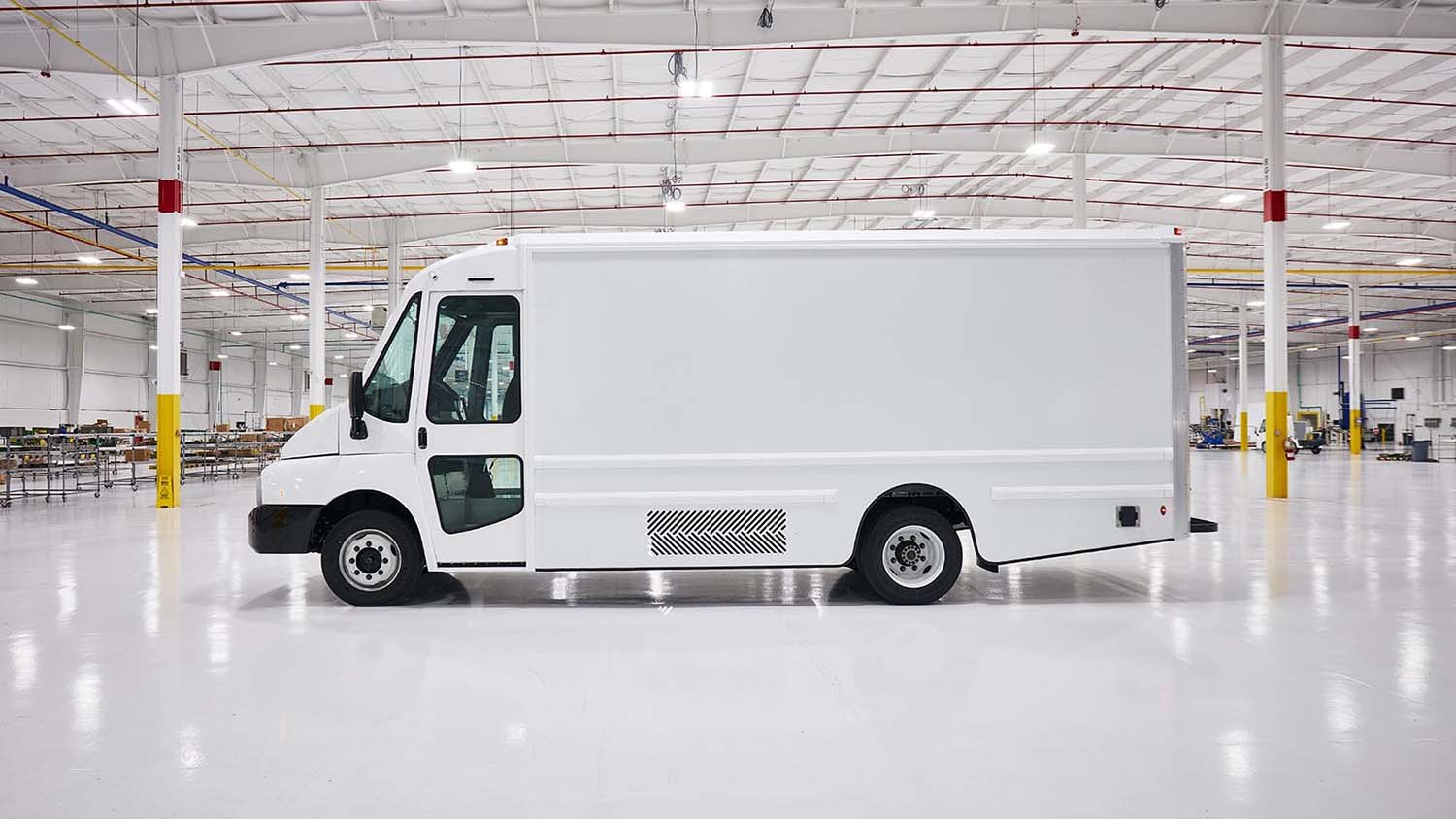 workhorse delivery van in factory