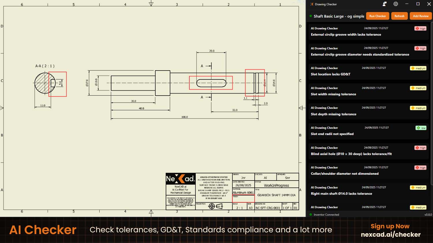 nexcad-ai-d3d-30-2025-Check-tolerances-GDT-Standards-compliance-and-a-lot-more